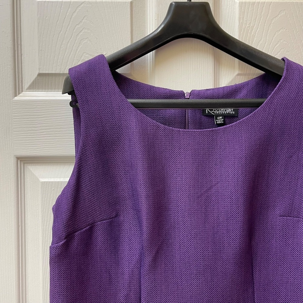 Vintage Woman Collection Sz 14W Solid Textured Purple Shift Dress
